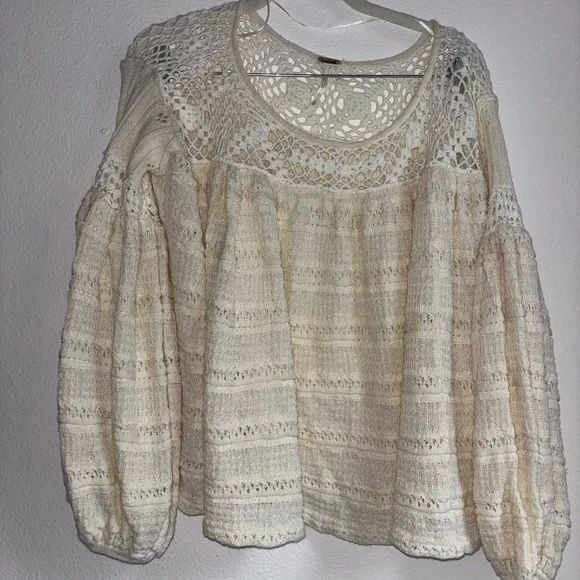 Free People Off-the-Shoulder Cream Sweater - Picture 3 of 6